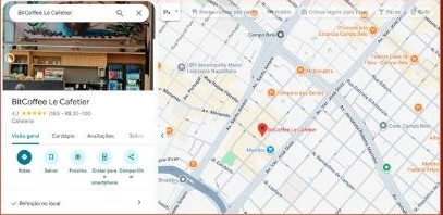 Mapa da localização da Bitcoffee no Brooklin, São Paulo